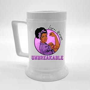 Lupus Awareness Warrior Unbreakable Beer Stein