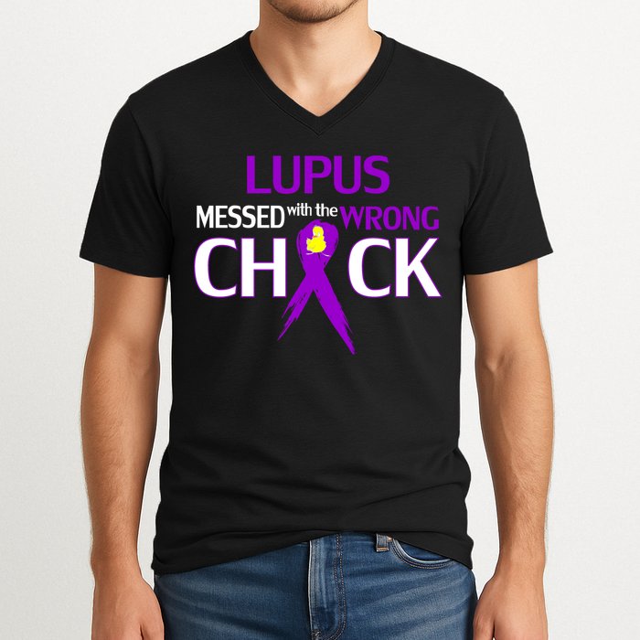 Lupus Messed With The Wrong Chick V-Neck T-Shirt