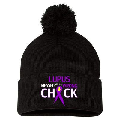 Lupus Messed With The Wrong Chick Pom Pom 12in Knit Beanie