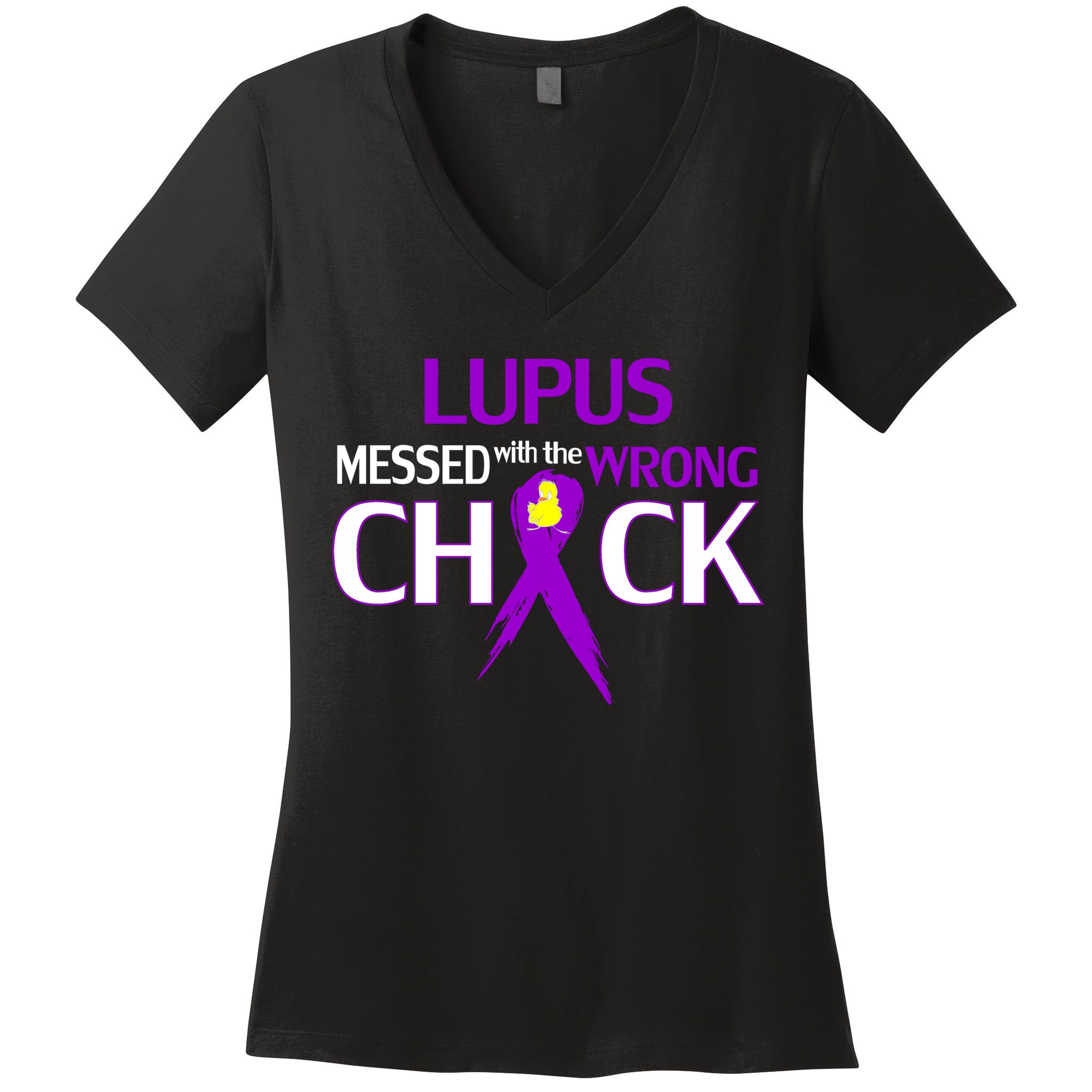 Lupus Messed With The Wrong Chick Women's V-Neck T-Shirt