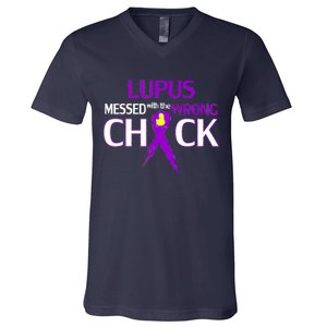 Lupus Messed With The Wrong Chick V-Neck T-Shirt