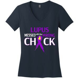 Lupus Messed With The Wrong Chick Women's V-Neck T-Shirt