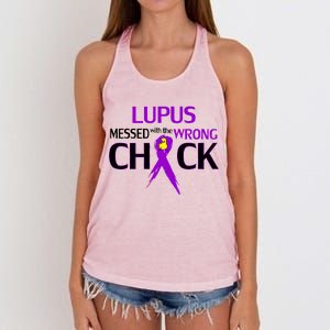 Lupus Messed With The Wrong Chick Women's Knotted Racerback Tank