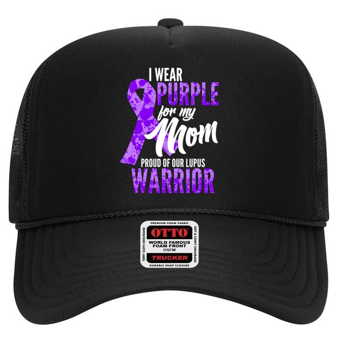 Lupus Warrior Wear Purple For My Mom High Crown Mesh Back Trucker Hat