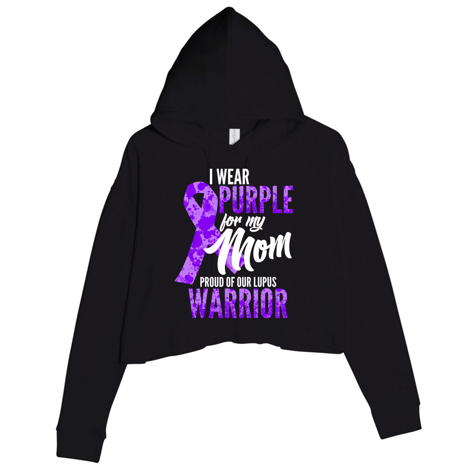Lupus Warrior Wear Purple For My Mom Crop Fleece Hoodie