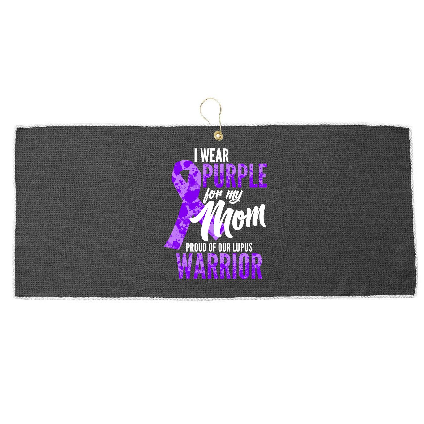 Lupus Warrior Wear Purple For My Mom Large Microfiber Waffle Golf Towel