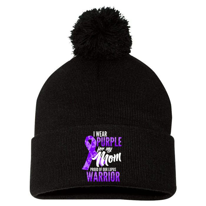 Lupus Warrior Wear Purple For My Mom Pom Pom 12in Knit Beanie