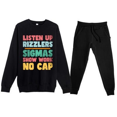 Listen Up Rizzlers Middle School Teacher Gen Alpha Slang Premium Crewneck Sweatsuit Set