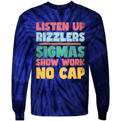 Listen Up Rizzlers Middle School Teacher Gen Alpha Slang Tie-Dye Long Sleeve Shirt