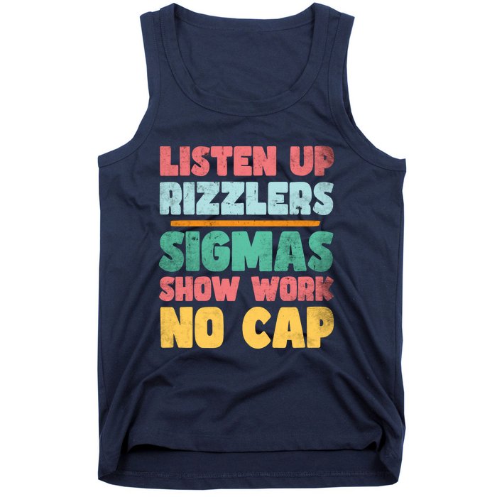 Listen Up Rizzlers Middle School Teacher Gen Alpha Slang Tank Top