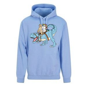 Labrador Unicorn Riding Dinosaur Trex Dino Great Gift Unisex Surf Hoodie