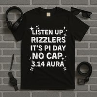 Listen Up Rizzlers, Sigma Pi Day Show No Cap - Funny Pi Day T-Shirt