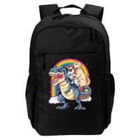 Labrador Unicorn Riding Dinosaur T rex Rainbow Daily Commute Backpack