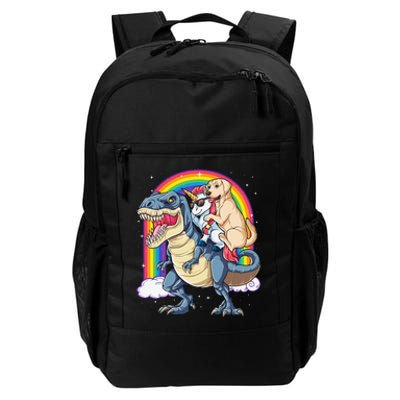 Labrador Unicorn Riding Dinosaur T rex Rainbow Daily Commute Backpack