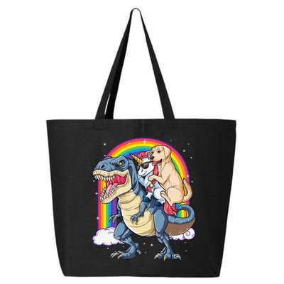 Labrador Unicorn Riding Dinosaur T rex Rainbow 25L Jumbo Tote