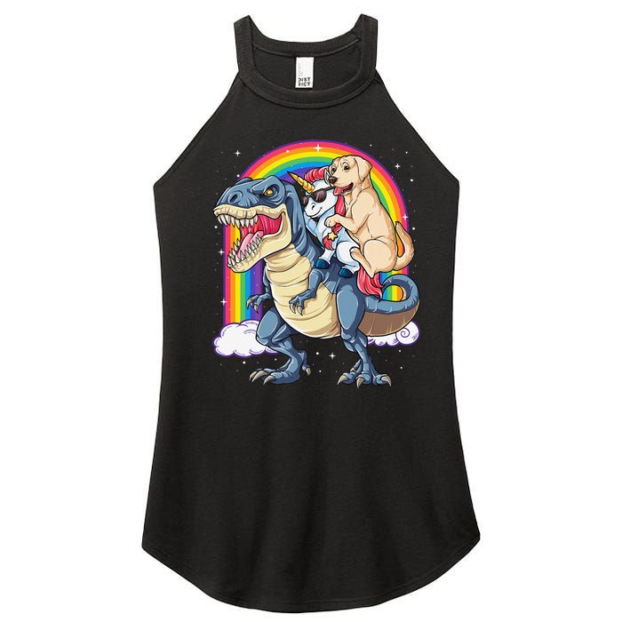 Labrador Unicorn Riding Dinosaur T rex Rainbow Women’s Perfect Tri Rocker Tank