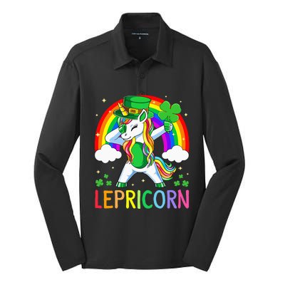 Lepricorn Unicorn St Patricks Day Lucky Silk Touch Performance Long Sleeve Polo