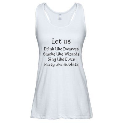 Let Us Sing Like Elves Party Like Hobbits Ladies Essential Flowy Tank
