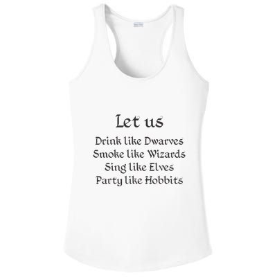Let Us Sing Like Elves Party Like Hobbits Ladies PosiCharge Competitor Racerback Tank