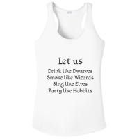 Let Us Sing Like Elves Party Like Hobbits Ladies PosiCharge Competitor Racerback Tank