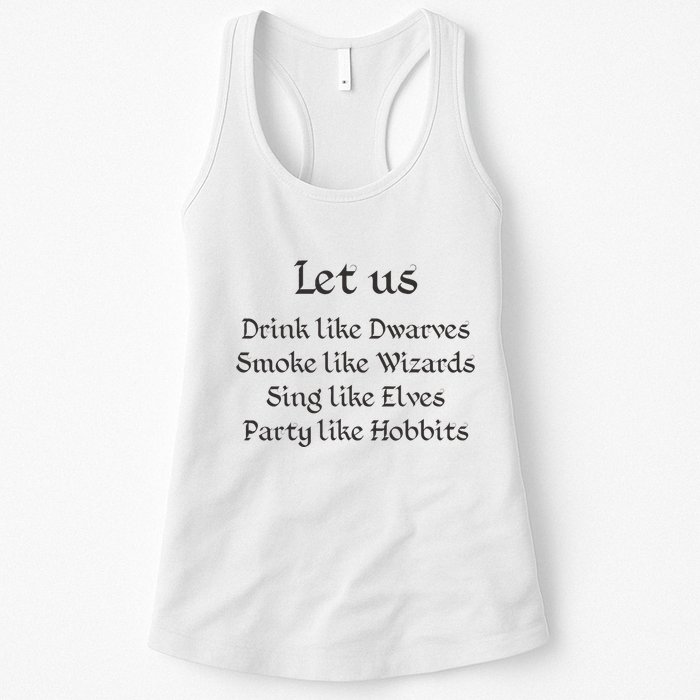 Let Us Sing Like Elves Party Like Hobbits Womens Tank Top