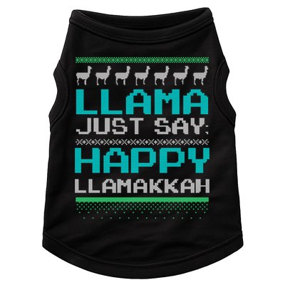 Llama Ugly Sweater Design Happy Llamakah Hannukah Gift Doggie Tank