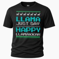 Llama Ugly Sweater Design Happy Llamakah Hannukah Gift Cooling Performance Crew T-Shirt