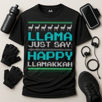 Llama Ugly Sweater Design Happy Llamakah Hannukah Gift Cooling Performance Crew T-Shirt