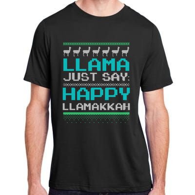 Llama Ugly Sweater Design Happy Llamakah Hannukah Gift Adult ChromaSoft Performance T-Shirt