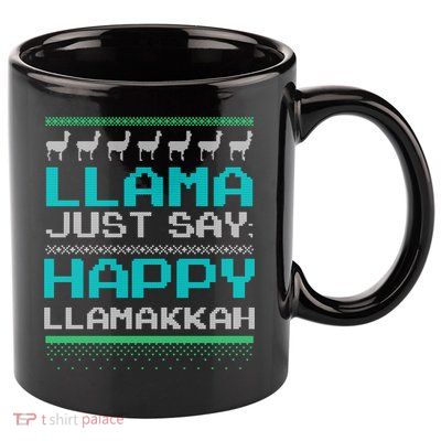 Llama Ugly Sweater Design Happy Llamakah Hannukah Gift 11oz C Handle Ceramic Mug