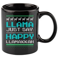 Llama Ugly Sweater Design Happy Llamakah Hannukah Gift 11oz C Handle Ceramic Mug