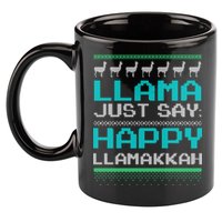 Llama Ugly Sweater Design Happy Llamakah Hannukah Gift 11oz C Handle Ceramic Mug
