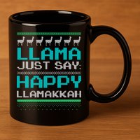 Llama Ugly Sweater Design Happy Llamakah Hannukah Gift 11oz C Handle Ceramic Mug