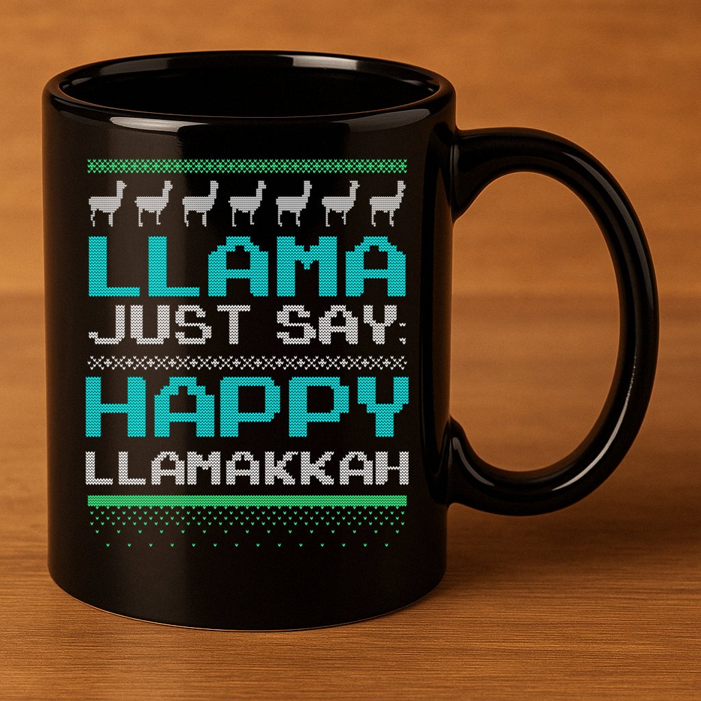 Llama Ugly Sweater Design Happy Llamakah Hannukah Gift 11oz C Handle Ceramic Mug