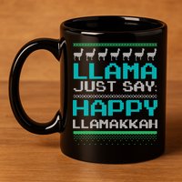 Llama Ugly Sweater Design Happy Llamakah Hannukah Gift 11oz C Handle Ceramic Mug