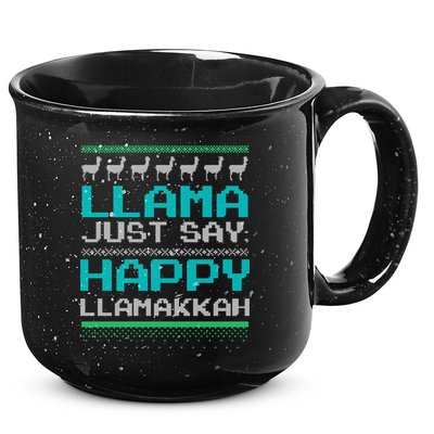 Llama Ugly Sweater Design Happy Llamakah Hannukah Gift 15oz Campfire Ceramic Mug