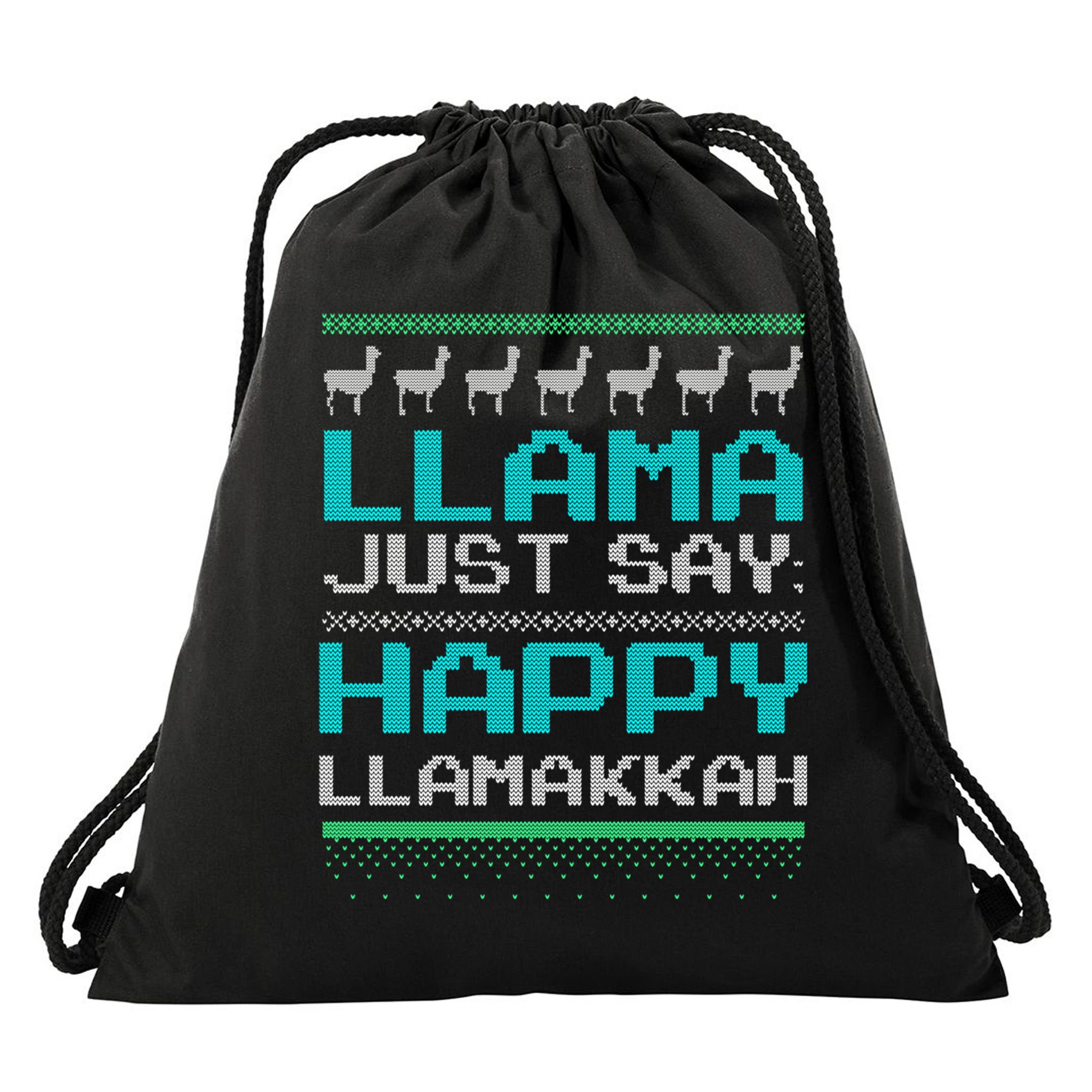 Llama Ugly Sweater Design Happy Llamakah Hannukah Gift Drawstring Bag