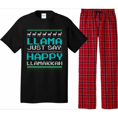 Llama Ugly Sweater Design Happy Llamakah Hannukah Gift Pajama Set