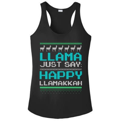 Llama Ugly Sweater Design Happy Llamakah Hannukah Gift Ladies PosiCharge Competitor Racerback Tank