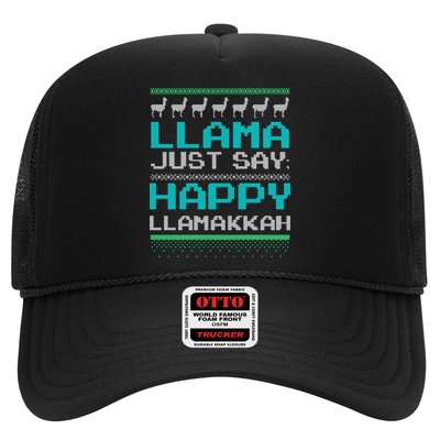 Llama Ugly Sweater Design Happy Llamakah Hannukah Gift Trucker Hat