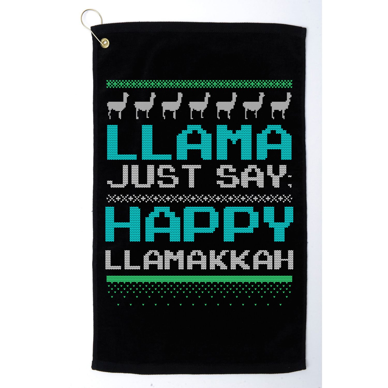 Llama Ugly Sweater Design Happy Llamakah Hannukah Gift Golf Towel
