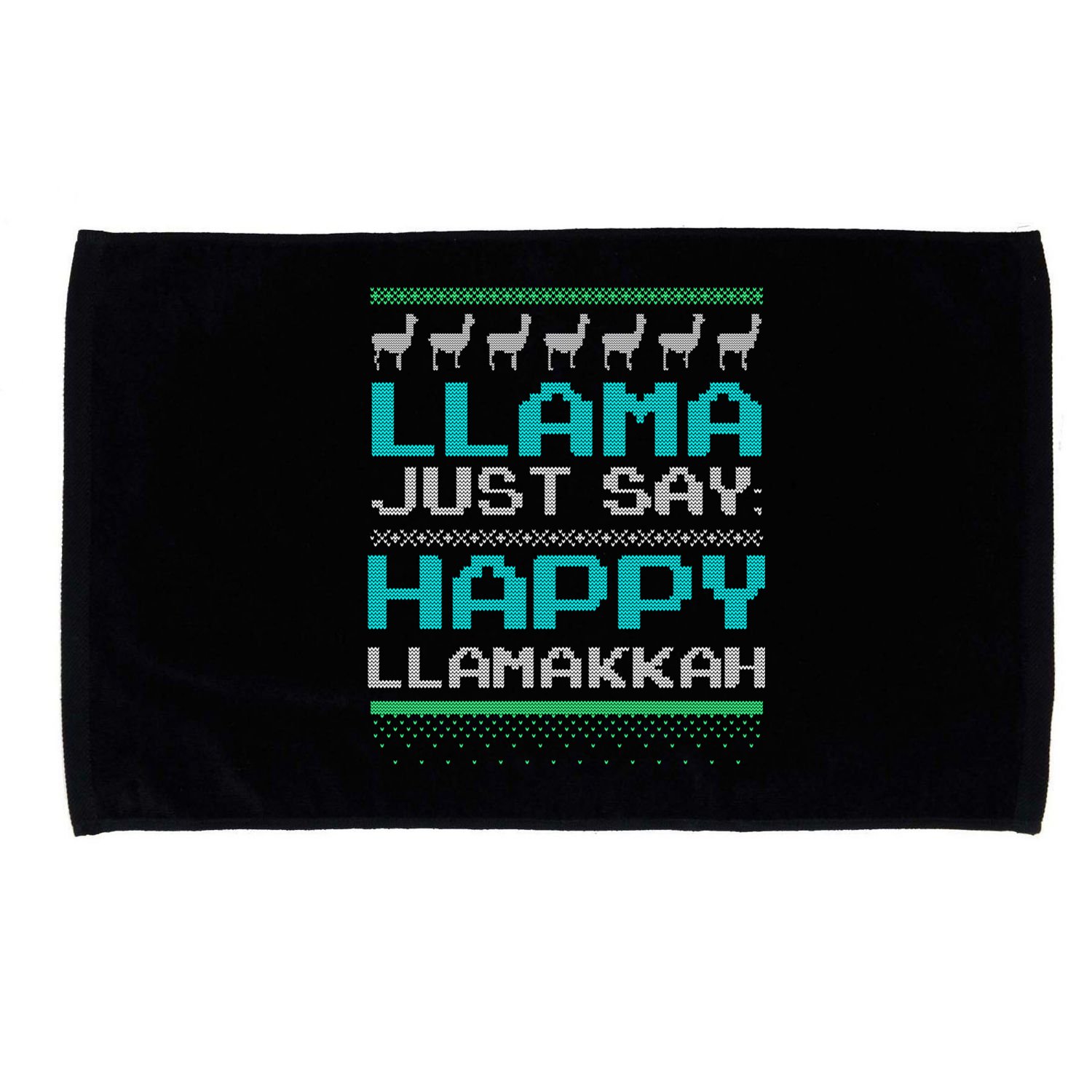 Llama Ugly Sweater Design Happy Llamakah Hannukah Gift Microfiber Hand Towel