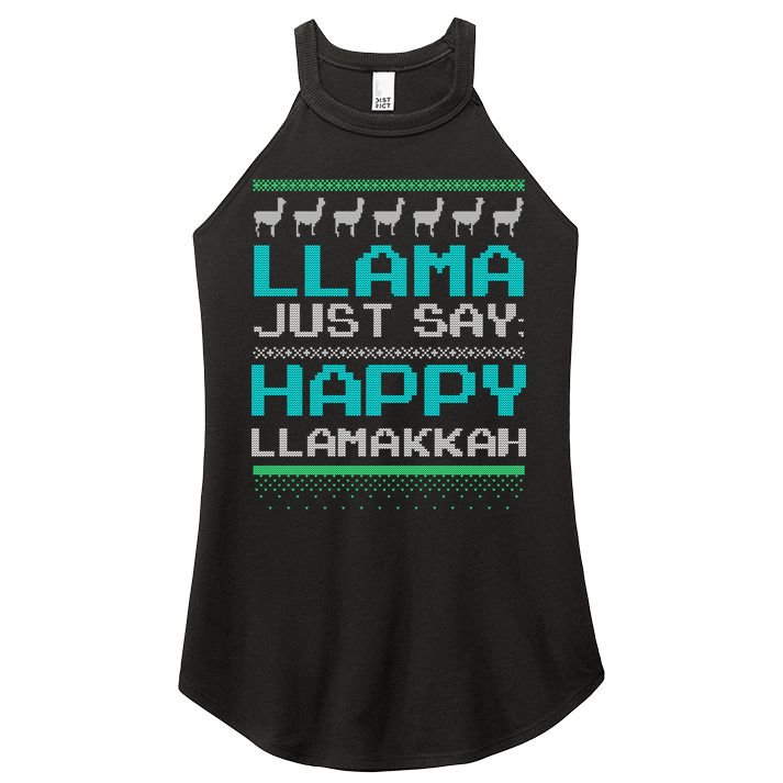 Llama Ugly Sweater Design Happy Llamakah Hannukah Gift Women's Perfect Tri Rocker Tank