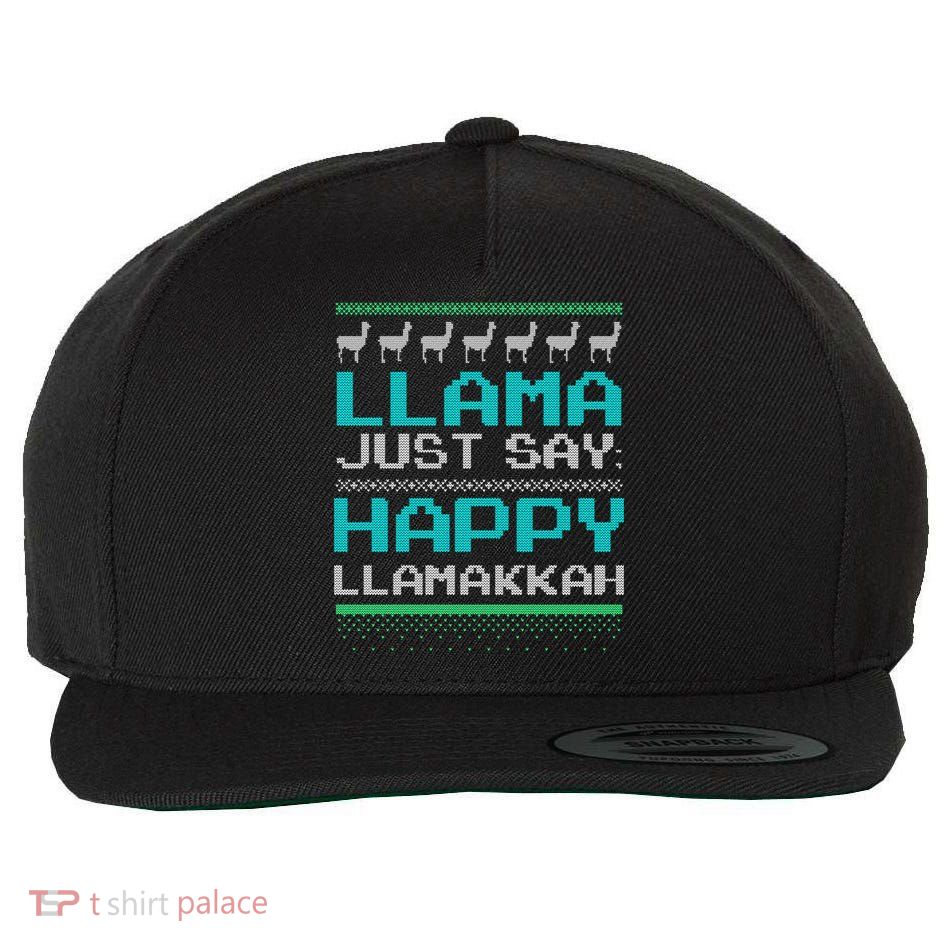 Llama Ugly Sweater Design Happy Llamakah Hannukah Gift Wool Snapback Cap