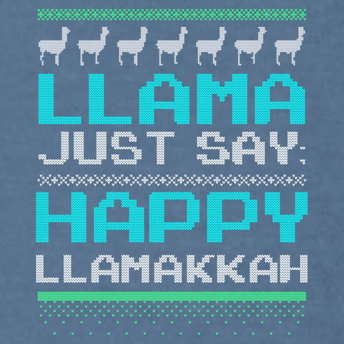 Llama Ugly Sweater Design Happy Llamakah Hannukah Gift Garment-Dyed Sweatshirt