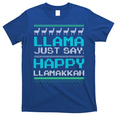 Llama Ugly Sweater Design Happy Llamakah Hannukah Gift T-Shirt