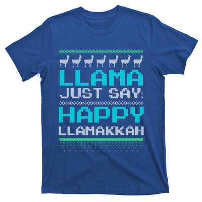 Llama Ugly Sweater Design Happy Llamakah Hannukah Gift T-Shirt