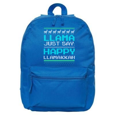 Llama Ugly Sweater Design Happy Llamakah Hannukah Gift 16 in Basic Backpack