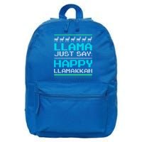 Llama Ugly Sweater Design Happy Llamakah Hannukah Gift 16 in Basic Backpack