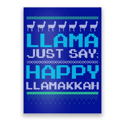 Llama Ugly Sweater Design Happy Llamakah Hannukah Gift Poster